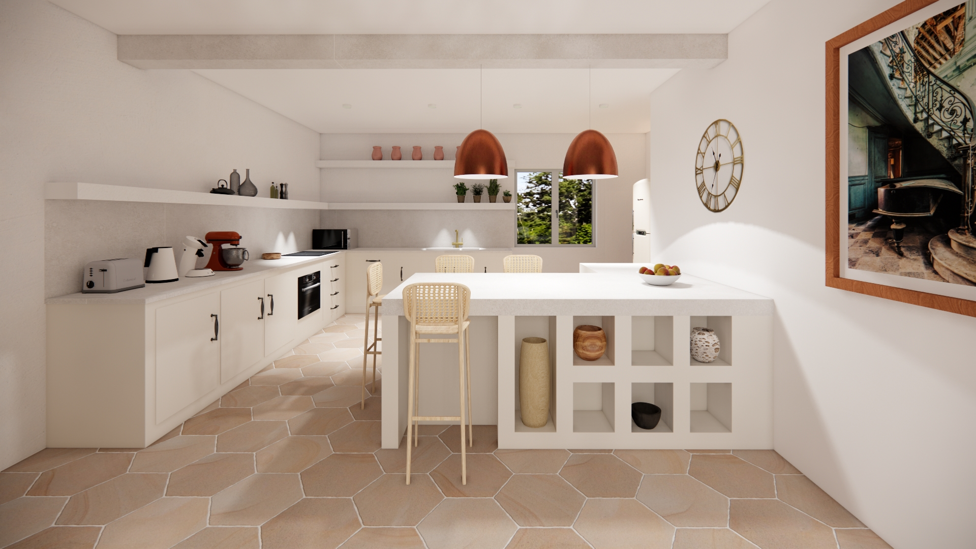 Architecte d'intérieur Cova. Décoration style provençal.
Aménagement d'une cuisine dans une maison de campagne
