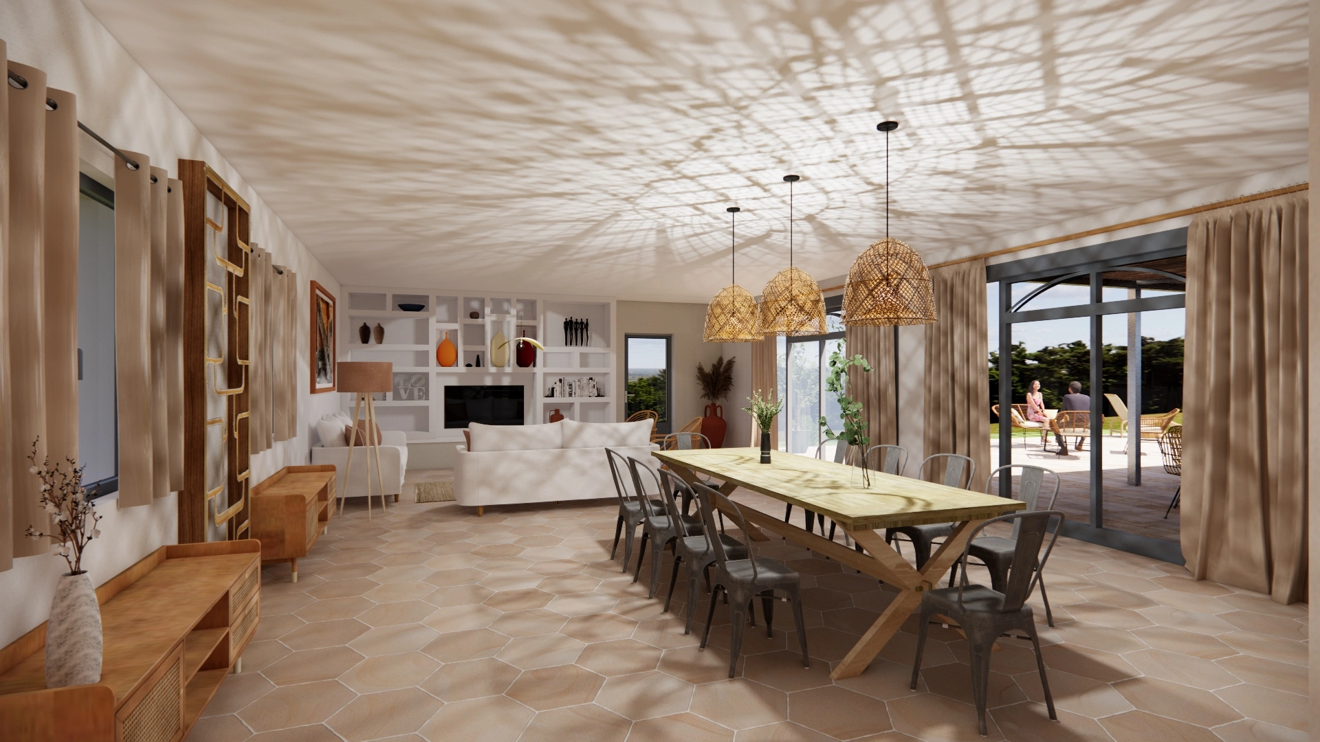 Architecte d'intérieur Cova. Décoration style provençal.
Aménagement d'une salle à manger dans une maison de campagne
