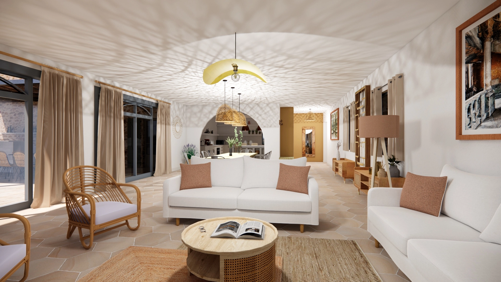 Architecte d'intérieur Cova. Décoration style provençal.
Aménagement d'un salon dans une maison de campagne